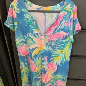 Lilly Pulitzer Sophiletta Dress Women’s XL Show Stopper Flamingo Print Stretch